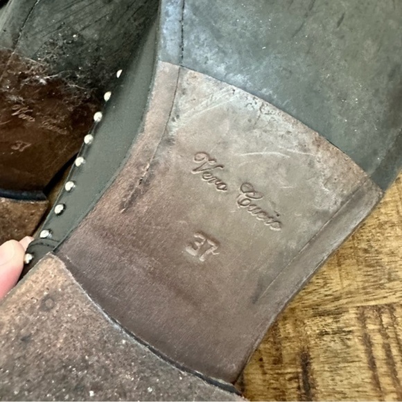 Boemos Italian Made Leather Slide-on Studded Oxfords 37 - Picture 8 of 10